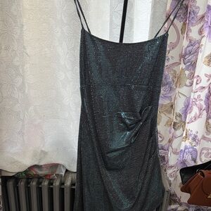 Sparkle Slip Dress in Dark Teal